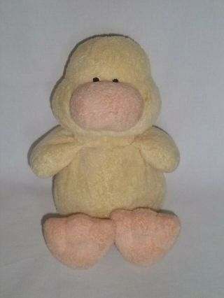 2002 Ty Pluffies Plush Puddles Duck Yellow Peach Orange Stuffed Baby Toy Animal
