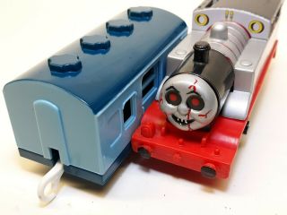 TIMOTHY THE GHOST ENGINE 0,  BLUE CAR Thomas Trackmaster Motorized CUSTOM Train 6