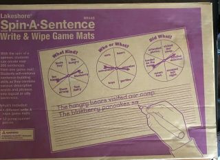 Lakeshore Spin - A - Sentence Write And Wipe 4 Mats W/12 Spinners