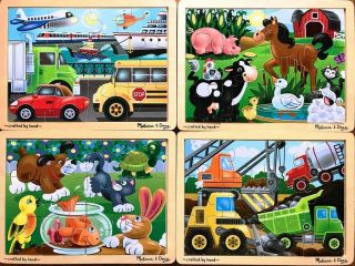 4 Melissa & Doug Jigsaw Wood Puzzles Preschool Fresh Start 12 Piece 3 Up Trucks