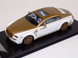 1/18 Ab Models Rolls Royce Wraith Mansory In Matt White / Gold Carbon Fiber " A "
