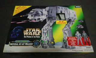 Nib Star Wars Power Of The Force Electronic Imperial At - At Walker 1997
