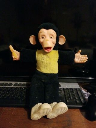 Vintage Mr.  Bim Zippy Zip Monkey With Banana And Sneakers Stuffed Plush