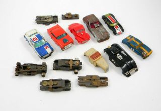 8 Vintage Slot Car Body Shells,  Assorted Parts,  Chassis,  Tires,  Nr