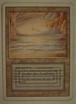 Mtg Card - Previously Owned Underground Sea From Revised - Rare Dual Land