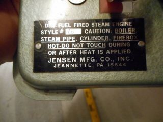 Vintage (jenson Mfg.  Co. ,  Inc) Toy Steam Engine 76
