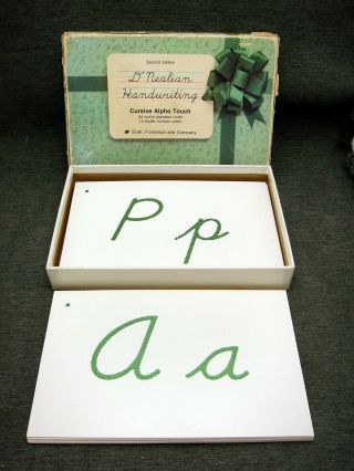 Vintage D Nealian Handwriting Cursive Alpha Touch Alphabet Teaching Study Cards