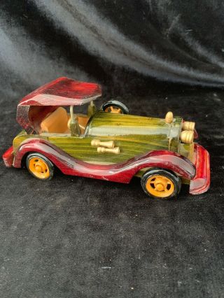 Vintage Wooden Handcrafted Classic Car Model Handmade Collectible " 9 Long (b)