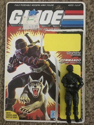 G.  I.  Joe Vintage Hasbro 1985 Series Snake Eyes Commando With Back Of Box Card