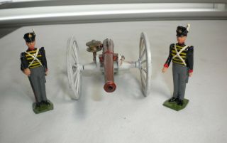 Britains 2152 Waterloo Gunners W/artillery Gun/complete 3 Pc Set/toy Soldiers