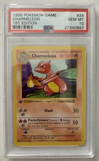 1999 Pokemon Base Set 1st Edition Charmeleon Psa 10 Gem 24