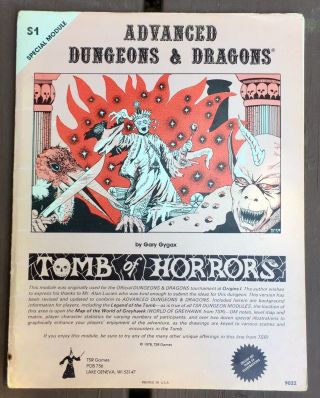 S1 Tomb Of Horrors Advanced Dungeons & Dragons Tsr 9022 True 1st Print Mono Exc