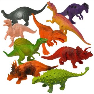 Realistic Looking 7 " Dinosaurs Pack Of 12 Large Assorted Dinosaur Toys Figures