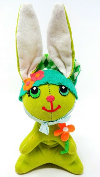 Vintage 1960s Dakin Dream Pets Flowers Green Easter Bunny Rabbit Stuffed Animal