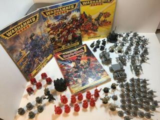 Warhammer 40k 2nd Edition Blood Angels Vs Orks,  98 Oop Miniatures,  Rulebooks
