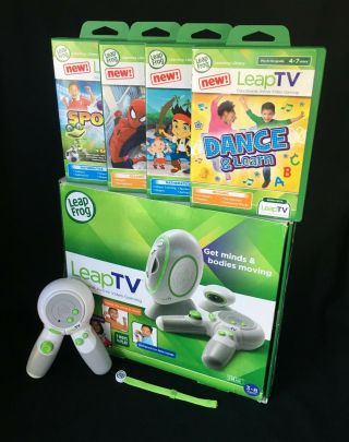 Leapfrog Leaptv Leap Tv Educational Video Gaming System W/4 Games 2 Controllers