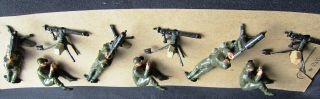 Britains Toy Lead Soldiers Machine Gun Section,  Lying And Sitting With Guns 1318