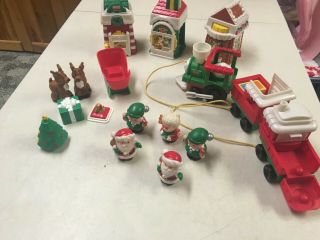 Fisher Price Little People Christmas Village Train W Santa Elf Reindeer Euc
