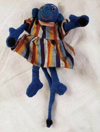 Barbara Samsoni Vintage Handmade Monkey Blue Monkey In A Dress Doll 2