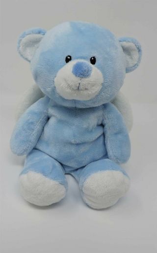 Ty Pluffies Little Angel Bear Plush Blue White 10 " Soft Eyes Toy