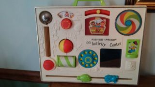 Vintage 1973 Fisher Price Busy Box Crib Activity Center Toy Box