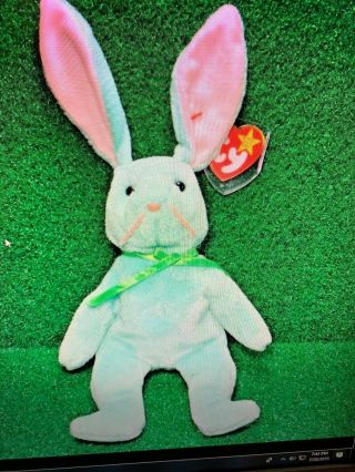 Ty Beanie Baby Hippity Rabbit 1996 Truly Rare Reversed Tush Tag & Many Errors