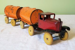 Early Girard Toys Ford Cab Dual Fuel Tanker Trailer Tt Truck 30 