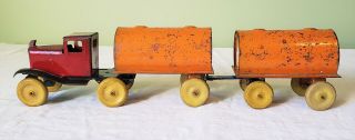 Early Girard Toys Ford Cab DUAL FUEL TANKER TRAILER TT TRUCK 30 ' s RARE 4