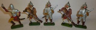 Unidentified Group Of Vintage Plastic 75mm Spanish Conquistadors - 1960 