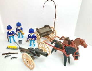 Playmobil Vintage Western 3729 Civil War Union Soldiers Us Artillery Complete