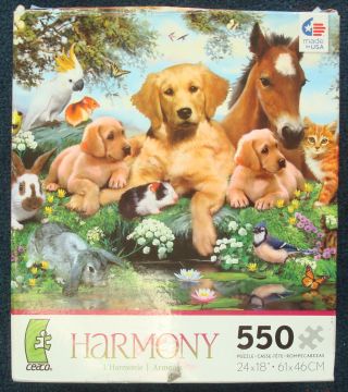 Jigsaw Puzzle 550 Pc Harmony Summer Pals Howard Robinson Cats Dogs Horses Birds