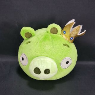 Angry Birds Green King Pig Minion Gold Crown 5 " Plush With Sound 2010