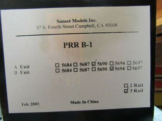 SUNSET MODELS 3rd RAIL PENNSYLVANIA B - 1 A - B SOUND PRE OWNED 3 RAIL BRASS 12