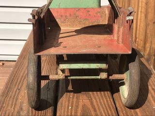 VINTAGE RED AND GREEN KEYSTONE RIDE - EM DUMP TRUCK ANTIQUE METAL TOY TRUCK 11