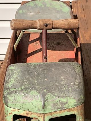 VINTAGE RED AND GREEN KEYSTONE RIDE - EM DUMP TRUCK ANTIQUE METAL TOY TRUCK 7