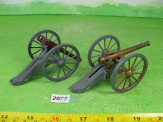 Vintage Britains Lead Artillery Guns X2 For Soldiers Military Toys 2077