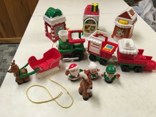 Fisher Price Little People Christmas Village Train W Santa Elf Reindeer Fun