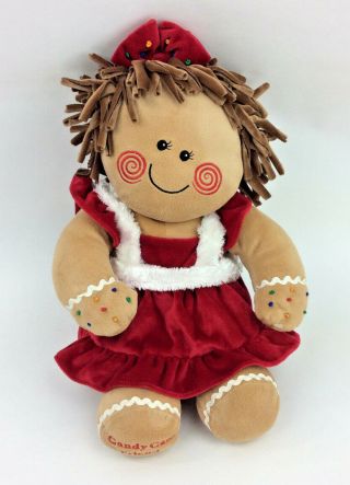 Dandee Gingerbread Girl Doll Candy Cane Friends Red Dress Plush Stuffed Animal