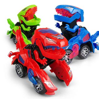 Transforming Dinosaur Led Car With Light Sound For Kids Xmas Gift