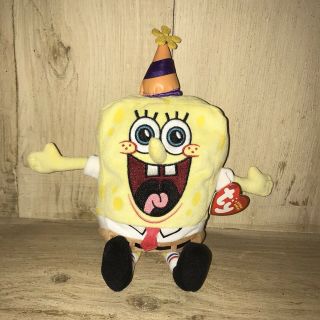 Ty Beanie Babies Spongebob Squarepants Spongebob Birthday With Tags Birthday Hat