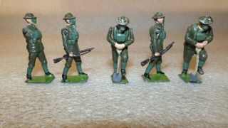 Vintage Wwi Britains Lead Soldiers Gas Masks Shovels A