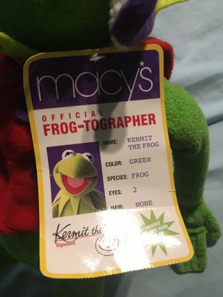 Henson Kermit The Frog 20” Plush Toy Photographer Red Vest With Camera Macy’s 2