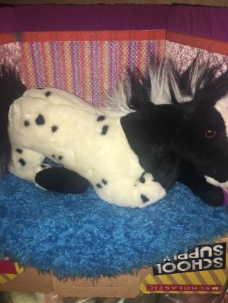 Vguc - 18” Breyer Stuffed Horse Black White Spotted Leather Tag Plush Pony