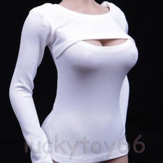 1/6 Female Clothes White Long Sleeves T - Shirt Lingerie Underwear 12  Body Figure
