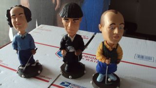 3 - The Three Stooges Head Knockers Larry,  Moe,  Curly Golf Bobbleheads Neca