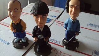 3 - The Three Stooges Head Knockers LARRY,  MOE,  CURLY Golf Bobbleheads NECA 8