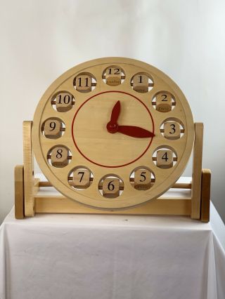Homeschool Wooden Educational Learn To Tell Time School Clock