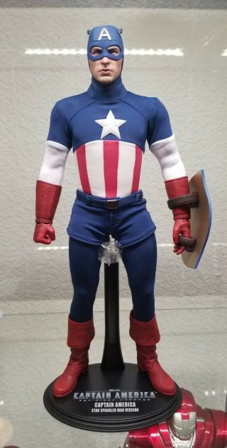 Sideshow Hot Toys 1/6 Scale 12 " Captain America Star Spangled Man Action Figure