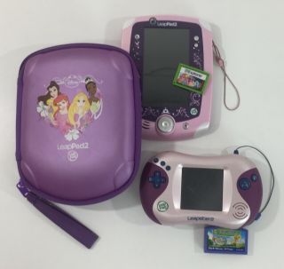 2 - Leapfrog Pink Leappad 2 Case,  Leapster 2 W/ Game Cartridge Handheld Stylus