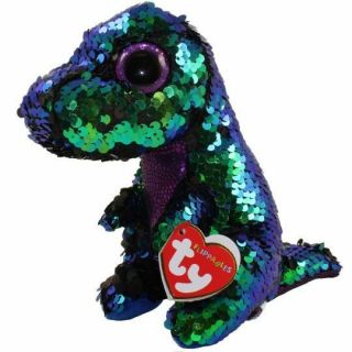 Ty Beanie Boos Flippables 6 " Crunch Color Changing Sequins Dinosaur Plush Mwmts